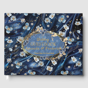 Livre D'or Fleurs abstraites blanches et dorées sur Simmery B
