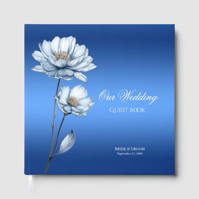 Livre d'or Fleurs Aquarelle Bleue (Recto)