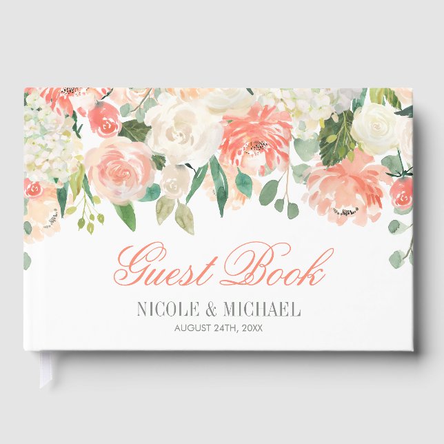 Livre D'or Fleurs aquarelles pastel Mariage (Recto)