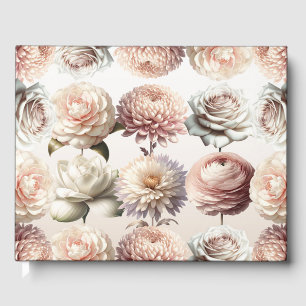 Livre D'or Fleurs Blanches Crème Rose Pêche Mariage Floral
