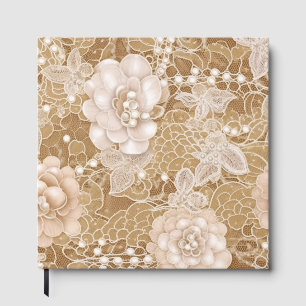 Livre D'or Fleurs Blanches, Perles et Dentelle 