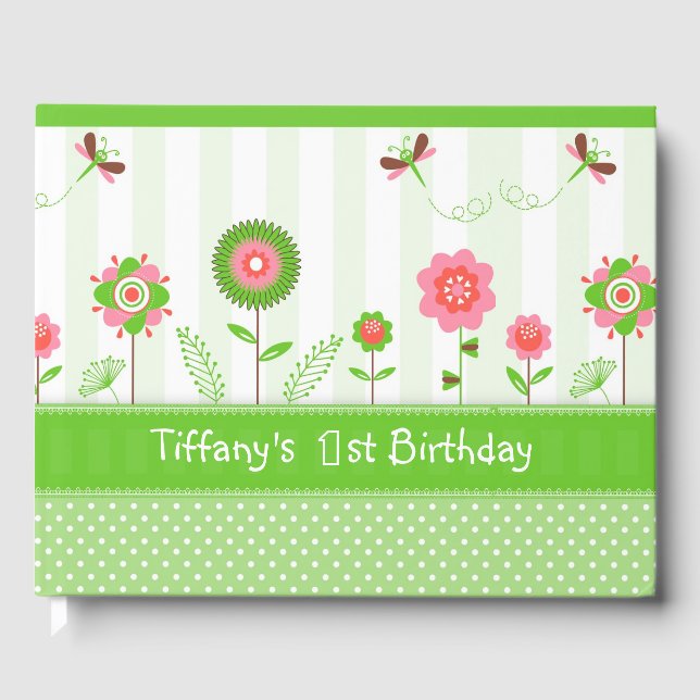 Livre D'or Fleurs Colorées Et Papillons - Anniversaire (Recto)