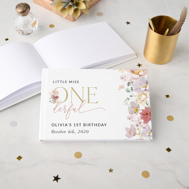 Livre D'or Fleurs colorées, Fleurs sauvages, premier annivers (Recto ouvert)