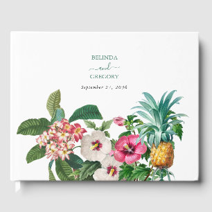 Livre D'or Fleurs d'aquarelle tropicale et Mariage de verdure