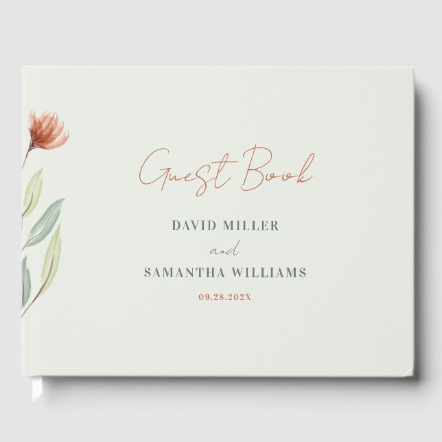 Livre D'or Fleurs d'aquarelle vert pastel (Recto)