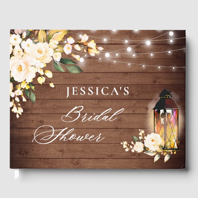 Livre D'or Fleurs de cerisier Roses Bois Rustique Lanterne Fê (Recto)