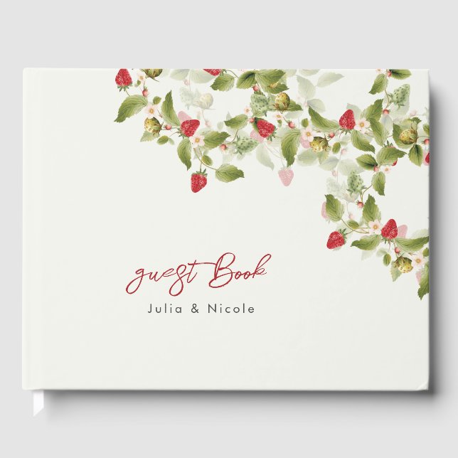 Livre D'or Fleurs de fraises rouges sucrées Mariage (Recto)
