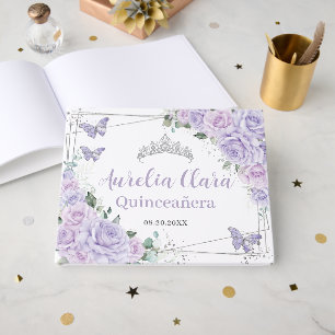 Livre D'or Fleurs de lilas pourpre Papillons floraux Quincean