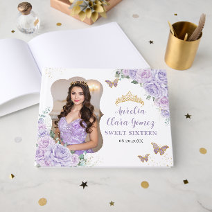 Livre D'or Fleurs de lilas violet pour un anniversaire Sweet 
