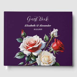 Livre D'or Fleurs de mariage florales roses rouges blanches j