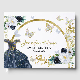 Livre D'or Fleurs de papillon Sweet 16 Robe bleu foncé