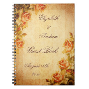 Livre d'or Fleurs de Pêcher Chic Rétro Damassé