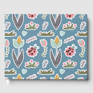 Livre D'or Fleurs de printemps et Motif de coccinelle