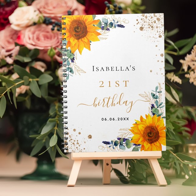 Livre d'or fleurs de soleil d'anniversaire eucalyp (Créateur téléchargé)