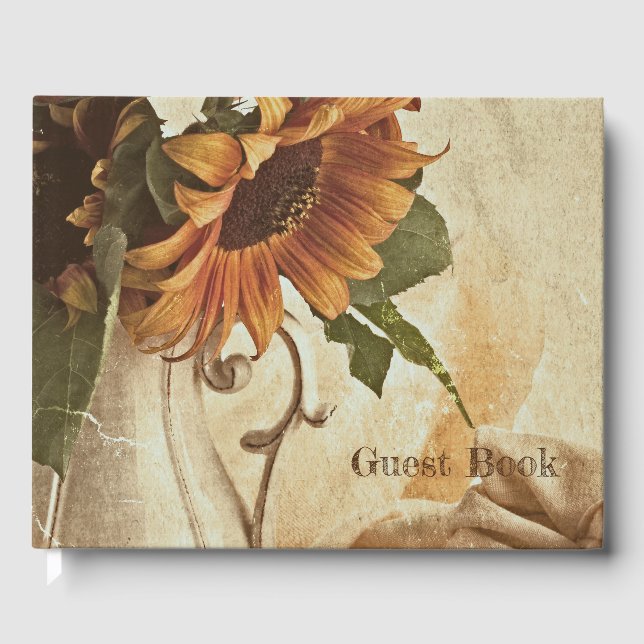 Livre D'or Fleurs de soleil orange rouillées (Recto)