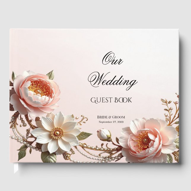 Livre d'or Fleurs Décoratives Roses et Blanches (Recto)