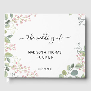 Livre D'or Fleurs Délicates Et Feuilles Eucalyptus