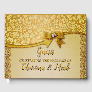 Livre D'or Fleurs et feuilles abstraites rétro élégantes orné