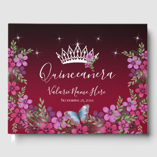 Livre D'or Fleurs et papillon princesse Quinceanera