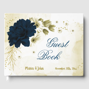 Livre D'or fleurs Extraordinaires en ivoire bleu marine