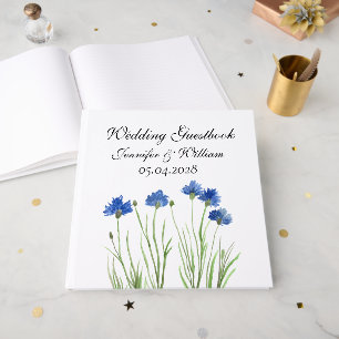 Livre D'or Fleurs Fleurs sauvages de Cornflowers Mariage d'aq