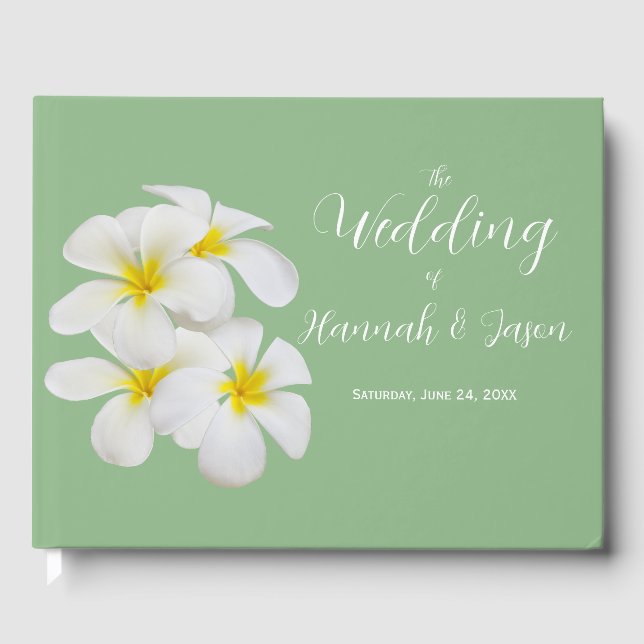 Livre D'or Fleurs Frangipani blanches, sur Sage, Mariage (Recto)