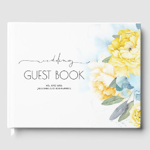 Livre D'or Fleurs Jaunes Dusty Blue Greenery Mariage