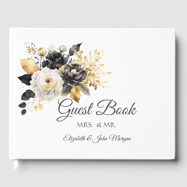 Livre D'or Fleurs noires et blanches sur fond or (Recto)