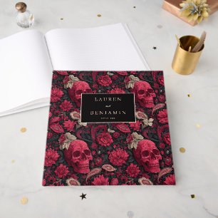 Livre D'or Fleurs noires gothiques de crânes