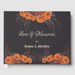 Livre D'or Fleurs Orange Élégant Mariage