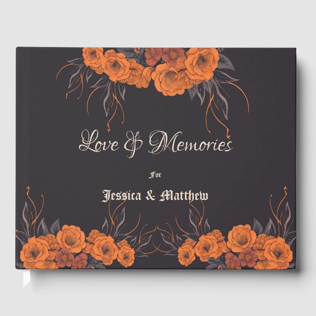 Livre D'or Fleurs Orange Élégant Mariage (Recto)