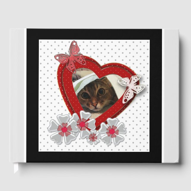 Livre D'or Fleurs papillons de coeur rouge Valentines Jour am (Recto)