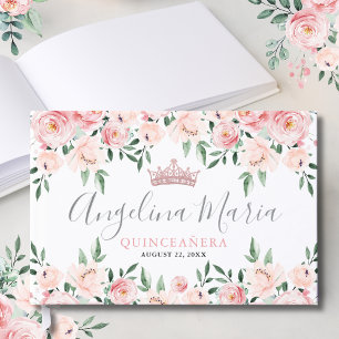 Livre D'or Fleurs rose blush pour Quinceanera