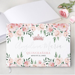 Livre D'or Fleurs rose blush pour Quinceanera