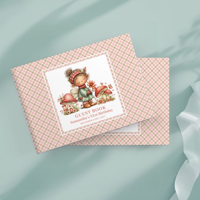Livre d'or Fleurs roses champignons fée de rêve (Dreamy Fairy Pink Flowers Mushroom Guest Book)