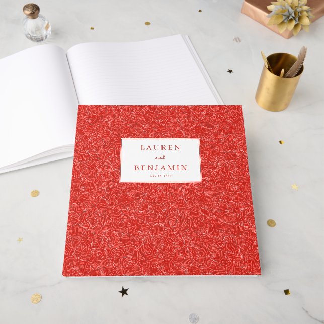 Livre D'or Fleurs Rouges Célébratives (Recto ouvert)