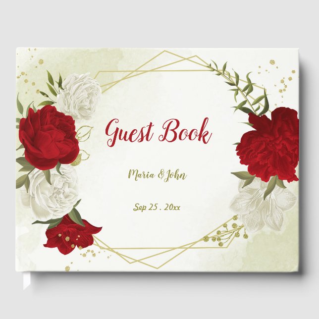 Livre D'or fleurs rouges vert feuilles (Recto)
