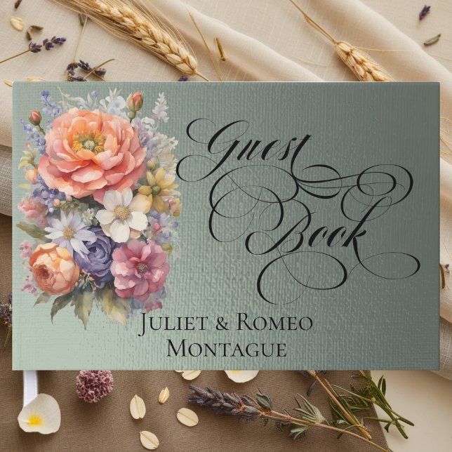 Livre D'or Fleurs sauvages & Monogramme - Sauge (Créateur téléchargé)