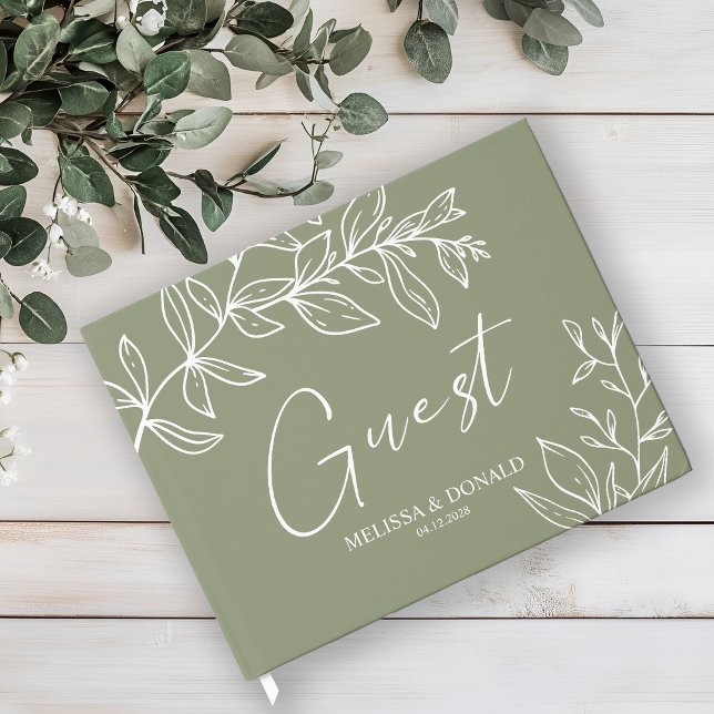 Livre D'or Fleurs vertes Sage Simple Mariage Boho (Créateur téléchargé)
