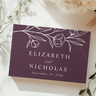 Livre D'or Fleurs Violettes Esquisées Photo Mariage