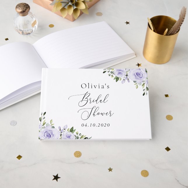 Livre D'or Fleurs violettes, Lilac Flowers, Boho, Fête des ma (Recto ouvert)