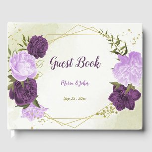 Livre D'or fleurs violettes vert feuilles
