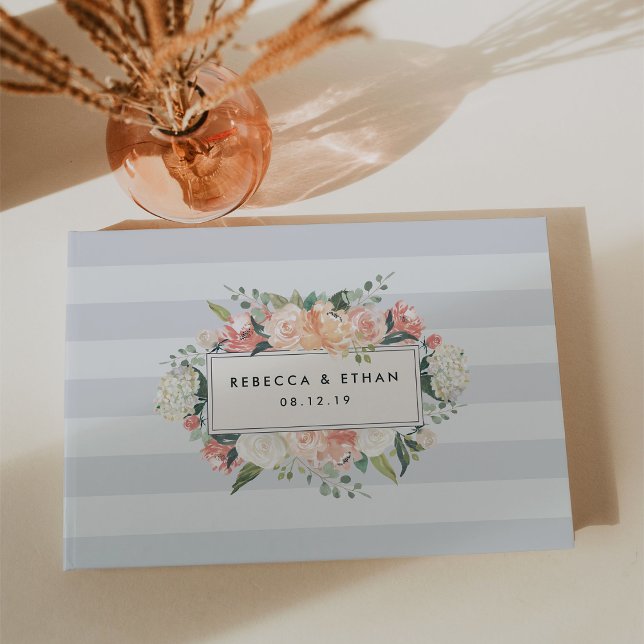 Livre D'or Floral antique | Nimbus Grey Stripe Mariage (Créateur téléchargé)