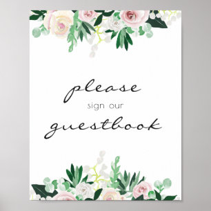 Livre d'or floral aquarelle vert mariage