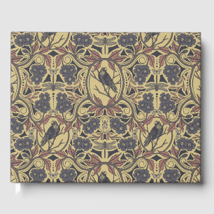 Livre D'or Floral de mauve, de tan et de gris de Corbeau et d