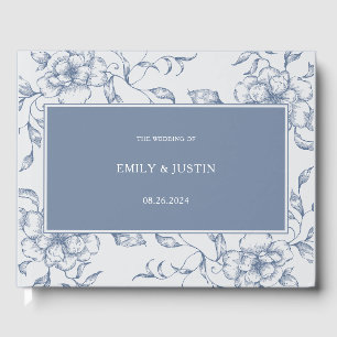 Livre D'or Floral Dusty Blue Mariage élégant