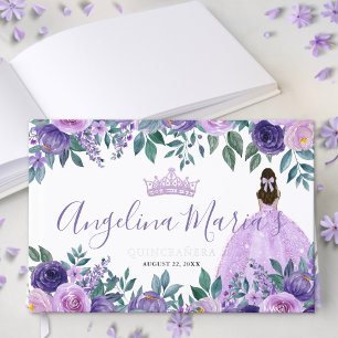 Livre D'or Floral Elegant Purple Quinceanera