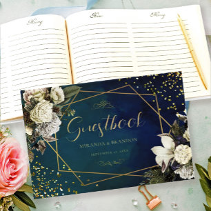 Livre D'or Floral Emerald Green Mariage de couronne or