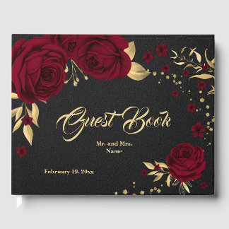 livre d'or floral feuille chic bordeaux