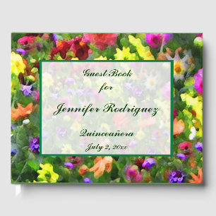 Livre D'or Floral Garden Flowers Quinceañera Guest Book